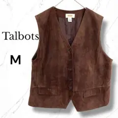 【Talbots】スエード生地ベスト ブラウンM ポケット　フロントボタン