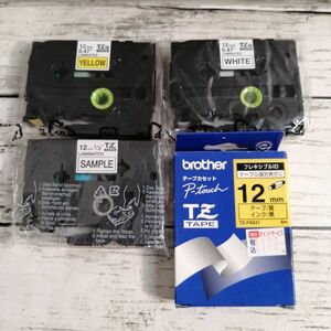 L5r34 未使用 brother TZ TAPE 12mm 4点 セット イエロー ホワイト P-touch ブラザー ラベルプリンター テープカセット ピータッチ 1000~