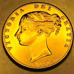 金貨 1858年　ビクトリア女王　ヤングヘッド　ソブリン金貨　イギリス　コレクション 骨董品　蔵品　古銭 