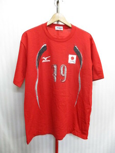 ミズノ製　バレーボール日本代表　全日本　ユニフォーム　メンズO XL LL　赤　半袖ゲームシャツ　男子バレー　女子バレー　五輪　05231