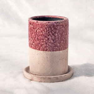 植木鉢 釉薬陶器製 インテリアポット シリンダー パープル / 4号 4寸・φ11×H16.5cm