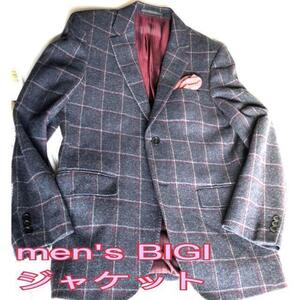 メンズ ジャケット メンズビギ MENS BIGI ジャケット チェック グレー エンジ 秋冬 おしゃれ 厚手 暖かい カジュアル フォーマル デート