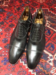 試着程度 SANTONI 7653 LEATHER STRAIGHT SHOES MADE IN ITALY/サントーニレザーストレートチップシューズ