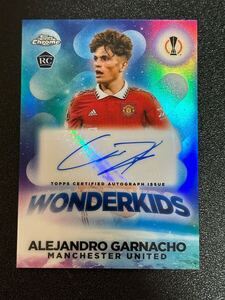 Alejandro Garnacho ガルナチョ 直筆サインカード - 2022/23 Topps Chrome UEFA - Wonderkids Auto - Manchester United ルーキー　RC