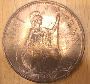 イギリス　ワンペニー　エリザベス　硬貨 古銭 世界コイン 貨幣
