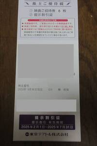 ☆新着/即決☆　東京テアトル株主優待8枚綴　男性名義　☆A☆