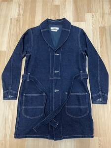 極美品！【FDMTL ファンダメンタル】刺子 ショールカラーコート COAT インディゴ INDIGO サイズ2