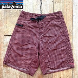 【極美品】patagonia パタゴニア ドット柄 ボードショーツ サーフパンツ 29 レッド×ブラック