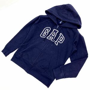 ■ギャップ GAP 【定番 胸ロゴ♪】ネイビー 濃紺 スウェットパーカー レディースMサイズ 【細身 好デザイン♪】【比較的美品】■AC36