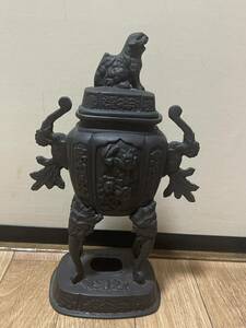 香炉 骨董品 銅製 神獣 時代物 仏教美術 鎮 茶道具