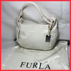 【美品】FULRA ホワイト　ハンドバッグ　収納袋付き