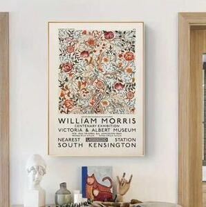 ウィリアムモリス　フラワー　ピンク　アートポスター　インテリア　リビング　玄関　トイレ　キッチン　ディスプレイ　北欧