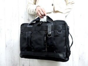 極美品 PORTER ポーター HEAT ヒート トートバッグ リュックサック バッグ ナイロン×レザー 黒 A4収納可 2WAY メンズ 79890Y