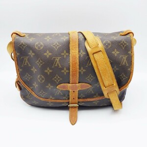 C24-764 LOUIS VUITTON ルイ・ヴィトン M42256 ソミュール30 モノグラム ショルダーバッグ ブラウン PVC×レザー 両開き 斜めがけ 中古品