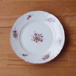 アラビア アイボリー デザートプレート ケーキ皿 17cm ARABIA ブラウン 紫 花柄 北欧 ヴィンテージ 食器 #240330-1~5 フィンランド 陶磁器