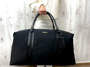 極美品 GUCCI グッチ ボストンバッグ ハンドバッグ バッグ ナイロンキャンバス×レザー 黒 A4収納可 メンズ 80330