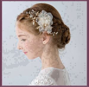 ヘア　アクセサリー　花嫁 ドレス　セレモニー　ヘアクリップ　発表会　結婚式 イベント ヘアアクセサリー お花 ホワイト 白 キッズ