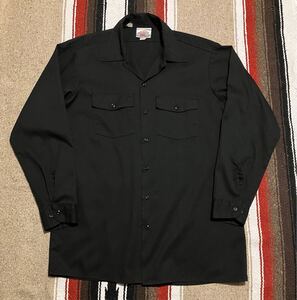 USA製 Dickies 長袖 ワークシャツ BLACK 16-16 1/2 ディッキーズ アメリカ製 黒 MADE IN USA ブラック