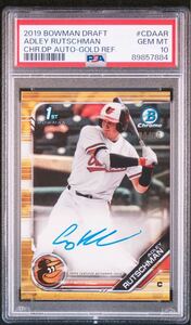 【Adley Rutschman】2019 Bowman Draft Chrome 1st Autograph Gold Refractor /50 PSA10 Topps 直筆サインカード