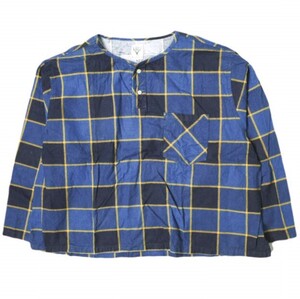 South2 West8 サウスツーウェストエイト S2W8 Henly Neck shirt - Indian Flannel フランネルヘンリーネックシャツ M ブルー g13621