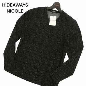 新品 21SS HIDEAWAYS NICOLE ハイダウェイ ニコル ブリスタージャカード ウェイビー ストライプ 長袖 Tシャツ Sz.46 メンズ 　C4T03738_4#F