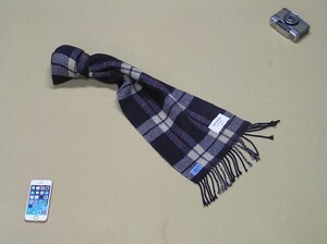 リバーシブルマフラー ♪ SHIPS シップス ♪ カシミヤ Cashmere ♪ 様々な着こなしにNavyネイビー系 メンズ&レディース 152㎝×23㎝■5037