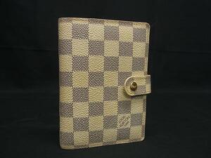 1円 LOUIS VUITTON ルイヴィトン R20241 ダミエアズール アジェンダMM 6穴式 手帳カバー スケジュール帳 アイボリー系 FJ3777