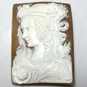 ☆シェルカメオ89.5ct☆約17.9g U宝石 ジュエリー shell cameo jewelry 貴婦人 ブローチ 