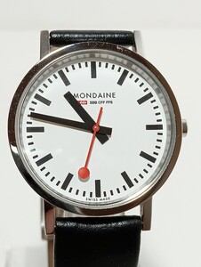 1円【美品/稼働】MONDAINE モンディーン 腕時計　30314 クラシック36mm　ホワイト文字盤