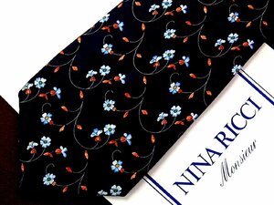 ♪27802C♪良品【花 植物 柄】ニナリッチ【NINA RICCI】ネクタイ