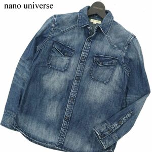 nano universe ナノユニバース USED加工★ 長袖 ウエスタン デニム シャツ Sz.M　メンズ　A3T10927_9#C