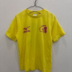 QY371 MIZUNO ミズノ　半袖tシャツ　スポーツウェア　ソフトテニス　ALL JAPAN オールジャパン 2014 頂点　イエロー　メンズXS