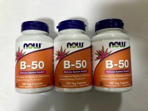 【3個 送料無料】B-50 《100カプセル》（ビタミンB1,B2,B3,B6,B12 葉酸 ビオチンNOWFOODS ナウフーズ Bコンプレックス B50 now）