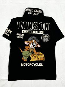 VANSON×TOM and JERRY トムとジェリー バンソン コラボ 半袖 ポロシャツ TJV-2210 ブラック Sサイズ