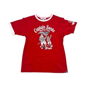 CAPTAIN SANTA キャプテンサンタ 半袖 プリント リンガー Tシャツ カットソー M/レッド 赤系/メンズ 日本製 JMD