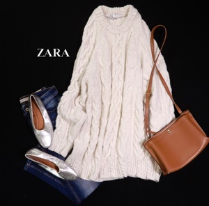 ザラ ZARA 大人可愛い☆ ビッグケーブル ニットプルオーバー セーター チュニック S