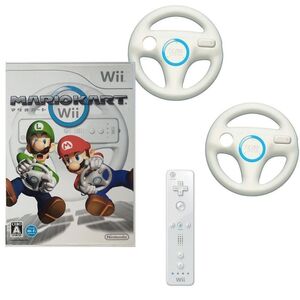 動作品 即納 / ２人でマリオカートWii！セット / ソフト ＆ リモコン１個 ＆ ハンドル２個 / 匿名配送 / お急ぎ対応いたします