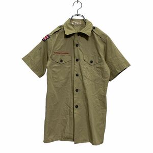 BOYSCOUTS OF AMERICA 半袖 ボーイスカウトシャツ L 150～ カーキ エポレット ダブルポケット 古着卸 アメリカ仕入 a607-6590