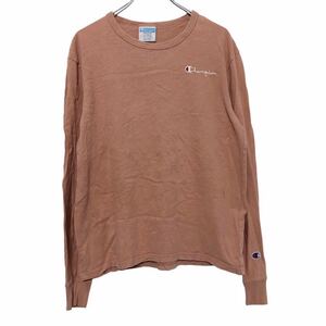 Champion 長袖 プリント Tシャツ M ピンクブラウン ホワイト レッド チャンピオン ロゴ 刺繍 ロンT 古着卸 アメリカ仕入 a510-6596