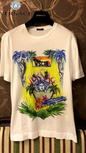 １万スタ◇極美品◎VERSACEファーストライン ペイントメデューサ フラワーデザイン Tシャツ ジャンニ ヴェルサーチ