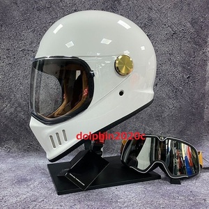 ビンテージ バイク ダブルシールド オンロード ハーレー フルフェイスヘルメット　M~XXL サイズ、色、選択可　サイズ：L