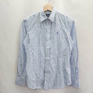 ◇ POLO RALPH LAUREN ポロ ラルフローレン ストライプ柄 長袖 シャツ サイズ4 サックスブルー メンズ E