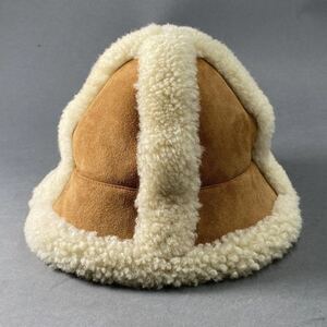 ◯A14 《美品》 Acne Studios アクネ ストゥディオズ ムートンバケットハット キャメル ラムレザー 帽子 羊革 HAT メンズ ムートンハット