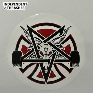 INDEPENDENT　THRASHERコラボ PENTAGRAM CREAR MYLAR STICKER WHT/RED/BLK 5INCH ステッカー