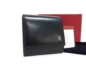 1円 ■美品■ Cartier カルティエ パシャ レザー 二つ折り 小銭入れ コインケース コインパース メンズ レディース ブラック系 FE5949