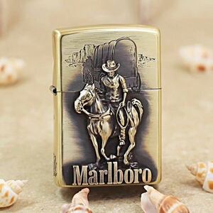 1円～新品喫煙具 ZIPPO Marlboro ジッポー マルボロ オイルライター 重量感 真鍮 未使用　