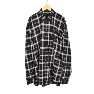 バレンシアガ BALENCIAGA Back Logo Check L/S Shirt バックロゴ 長袖 ボタンダウンシャツ チェック 38 黒 ブラック 556878 ☆AA★ メンズ