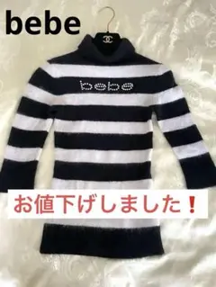 bebe ビジューロゴ⭐︎タートルネックニット