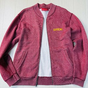 希少サイズ/XL★シュプリーム/Supreme 胸ロゴプリント メランジコットン ストレッチ フライトジャケット MA-1 裏起毛 ジップブルゾン 赤系