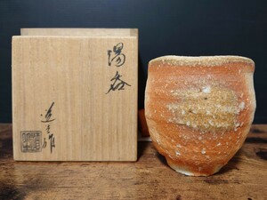 人気作家【古谷道生】信楽 湯呑 共箱 茶器 茶道具 信楽焼 